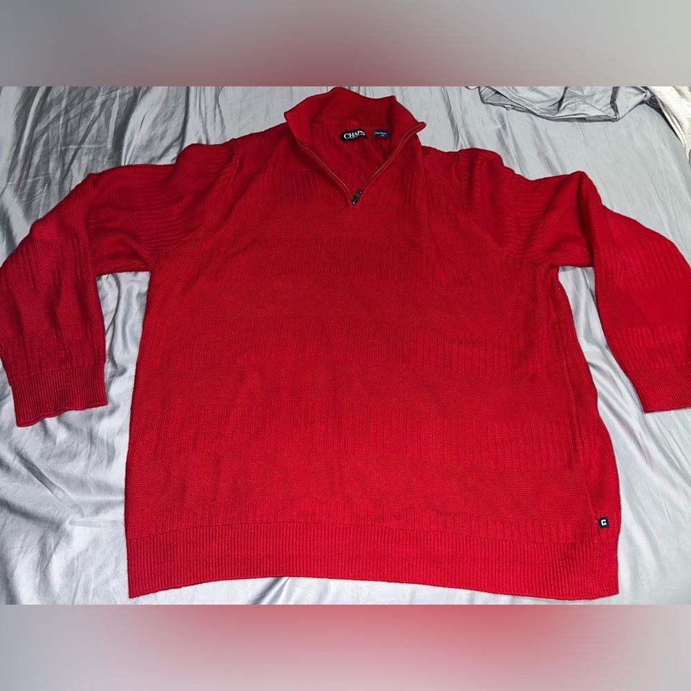 🚨2 for $20!🚨Men's Knit XXL Vibrant Red Chaps Quarter Zip Pullover Jacket